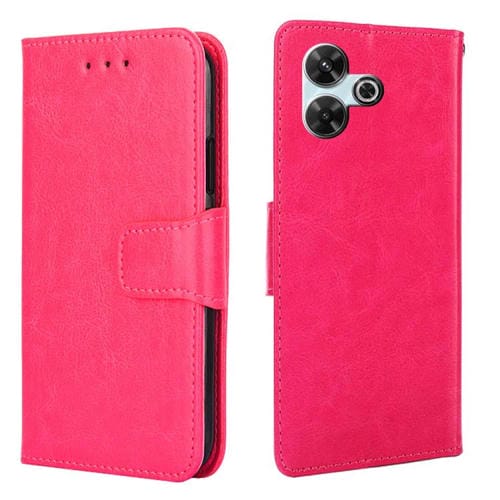 Funda de Cuero con Textura de Cristal para Redmi 13 4G (Rosa Rojo)