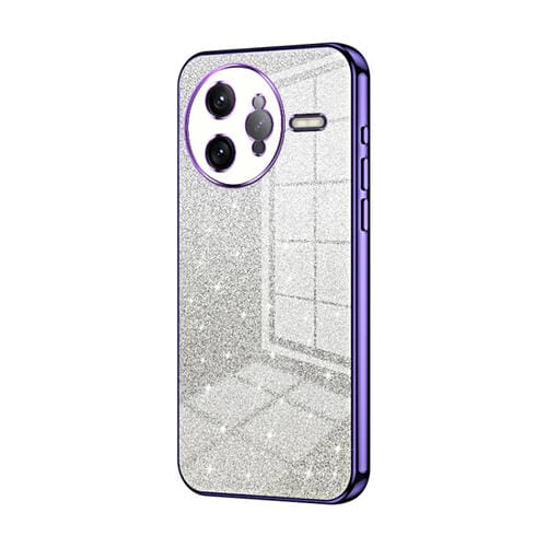 Funda para Teléfono con Purpurina En Degradado Electrochapada para Redmi K80 Pro (Morada)