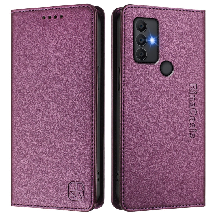 Funda Cuero Rfid con Succión Magnética y Doble Pliegue para TCL 305/306 Rc01 (Violeta)
