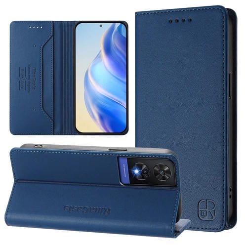 Funda de Cuero TCL 505 Rc01 con Doble Pliegue y Succión Magnética Rfid (Azul Oscuro)