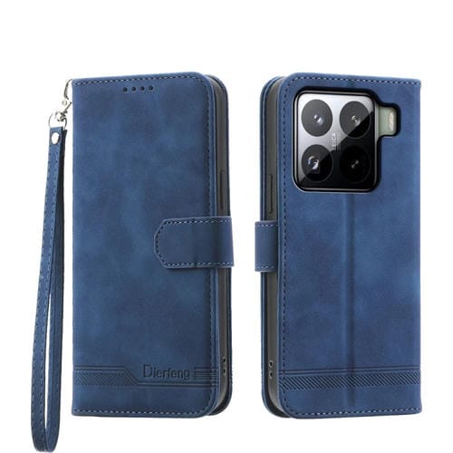 Funda De Teléfono Híbrida De Cuero Pu Y Tpu Dierfeng Dream Line Para Xiaomi 15 (Azul)