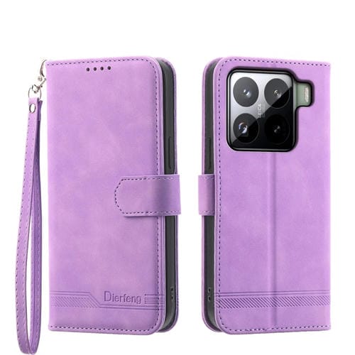 Funda De Teléfono Híbrida De Cuero Pu Y Tpu Dierfeng Dream Line Para Xiaomi 15 Pro (Morado)