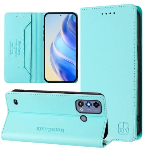 Funda de Cuero con Doble Pliegue y Succión Magnética para ZTE Blade A53/A53+ Rc01 (Verde Menta)