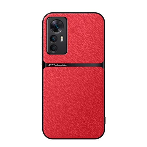 Funda para Teléfono Xiaomi 12 Pro/12S Pro de Piel de Lichi con Cobertura Total Magnética y a Prueba de Golpes (Roja)