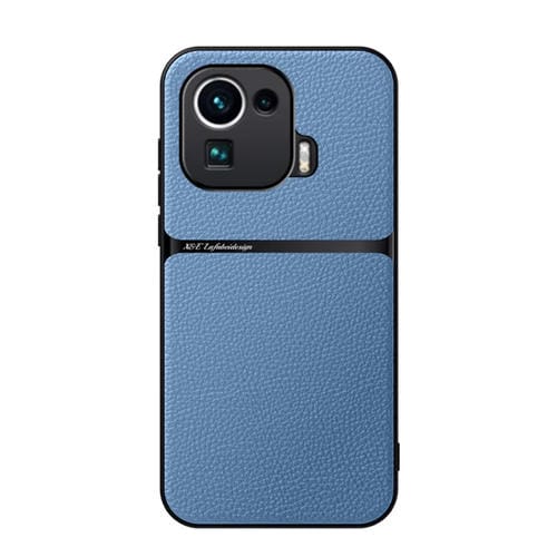 Funda para Teléfono Xiaomi Mi 11 Pro de Piel de Lichi con Cobertura Total Magnética y a Prueba de Golpes (Azul)