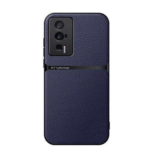Funda para Teléfono con Tapa Magnética de Cuero Litchi a Prueba de Golpes para Redmi K60/K60 Pro (Azul Marino)