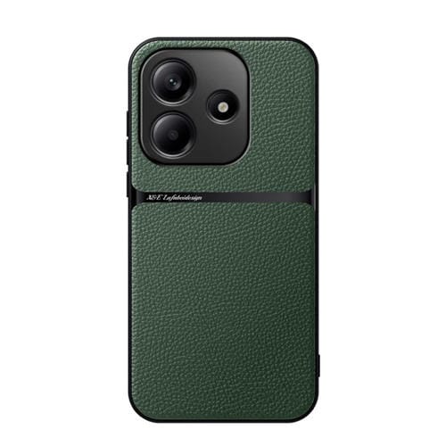 Funda para Teléfono con Tapa Magnética de Cuero Litchi para Redmi Note 14 5G, a Prueba de Golpes (Verde)