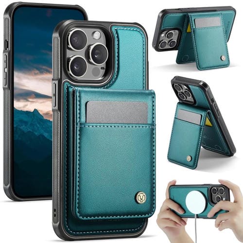 Estuche para Teléfono Jeehood J06 para iPhone 14 Pro Max con Tarjetero RFID Magsafe Estilo Británico (Verde)