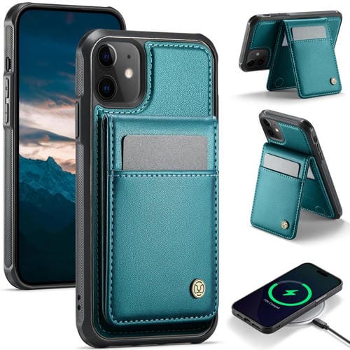 Funda para iPhone 12/12 Pro Jeehood J06 con Tarjetero Rfid Magsafe Estilo Británico (Verde)