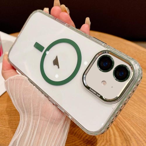 Funda Transparente Magsafe para iPhone 12 con Película para Lente (Verde)