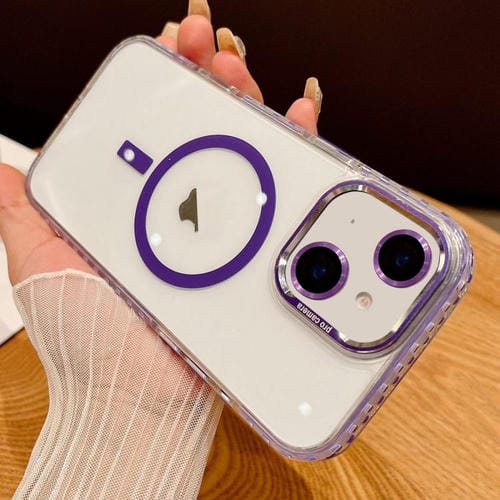 Funda Transparente Magsafe para iPhone 13 con Película para Lente (Morado)
