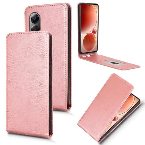 Funda de Cuero Magnética con Tapa Vertical para Teléfono Itel S25 (Oro Rosa)