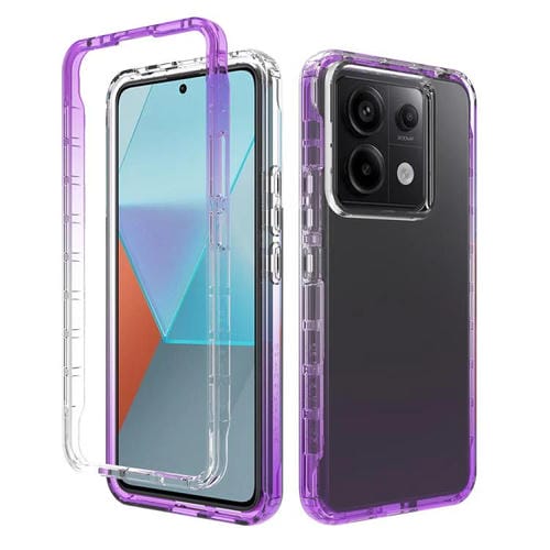 Funda de Teléfono de PC + TPU Transparente con Degradado a Prueba de Golpes para Redmi Note 13 Pro 5G (Morado)