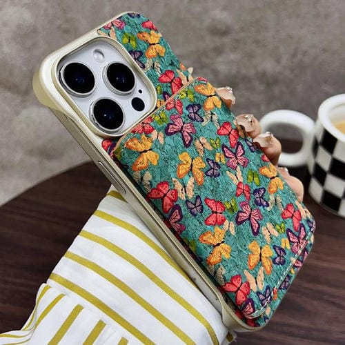 Funda para iPhone 14 Pro Denior D24 Paint con Ranura para Tarjeta Magsafe (Mariposas Azules)