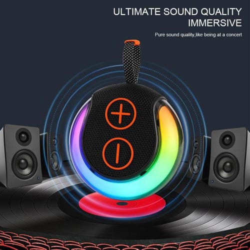 Altavoz Bluetooth portátil Subwoofer de escritorio con luz RGB para exteriores (Negro)