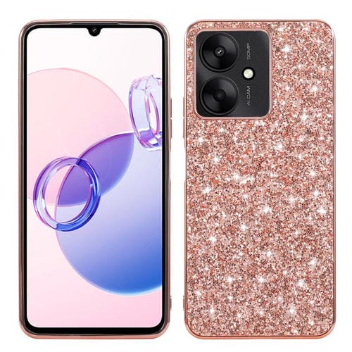 Funda de TPU a Prueba de Golpes con Purpurina En Polvo para Xiaomi 14T Pro (Oro Rosa)