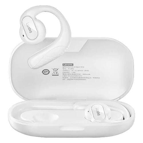 Auriculares inalámbricos Lenovo Tc3402 Bt 5.3 sonido envolvente 360 grados doble bocina (Blancos)
