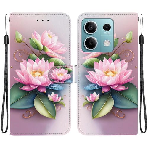 Funda de Cuero con Dibujo de Colores y Textura de Cristal para Redmi Note 13 5G (Lotus)