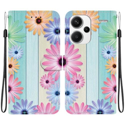Funda de Cuero con Dibujo de Colores y Textura de Cristal para Redmi Note 13 Pro+ 5G (Girasoles)