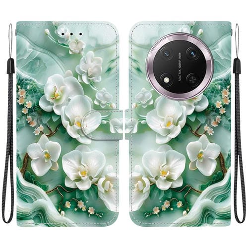 Funda de Cuero Honor X9C con Dibujo de Colores y Textura de Cristal (Flores de Jade)