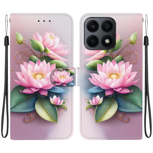 Funda de Cuero con Dibujo y Textura de Cristal para Honor X8A (Lotus)
