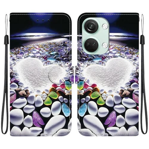 Funda de Cuero OnePlus Ace 2V 5G y Nord 3 con Dibujo Colorido y Textura de Cristal (Corazón)