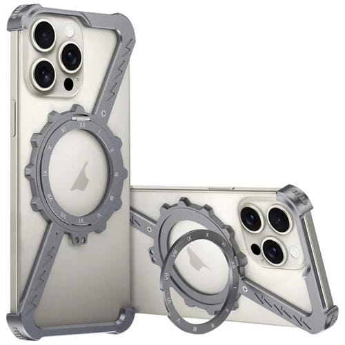 Funda para Teléfono con Soporte 360 Metal sin Marco en Forma de Z para iPhone 14 Pro Magsafe (Gris Espacial)