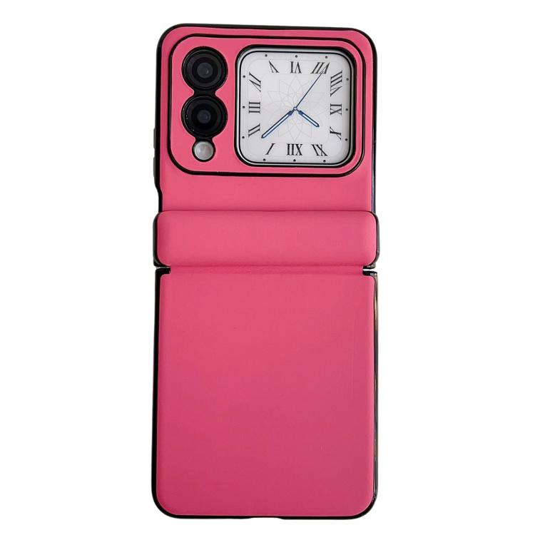 Funda de Cuero con Textura y Eje Magnético para Huawei Nova Flip (Rosa y Rojo)