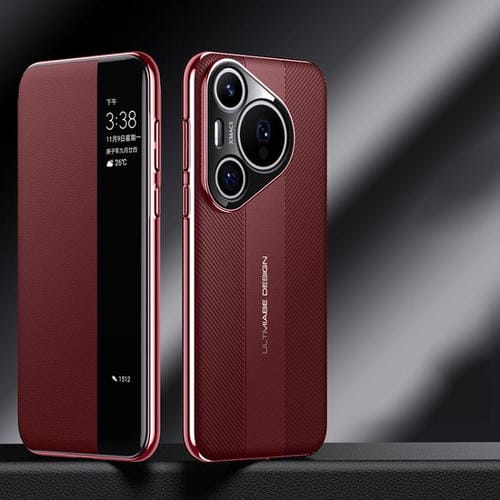 Funda para Teléfono Huawei Pura 70 Pro Smart View con Diseño Imitación Ventana (Roja)
