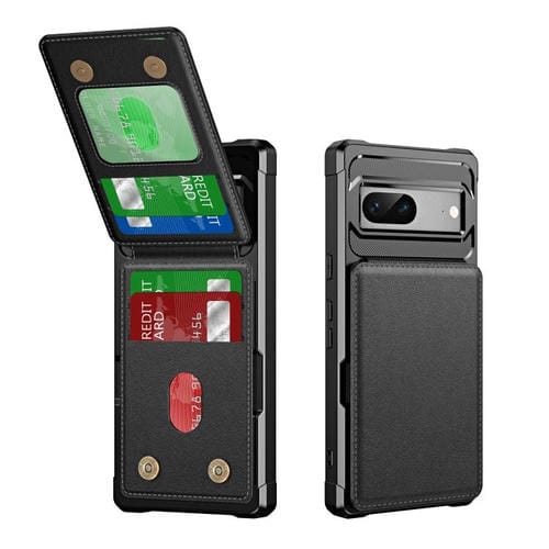 Funda de Cuero con Tapa Vertical y Tarjetero para Google Pixel 7 (Negro)