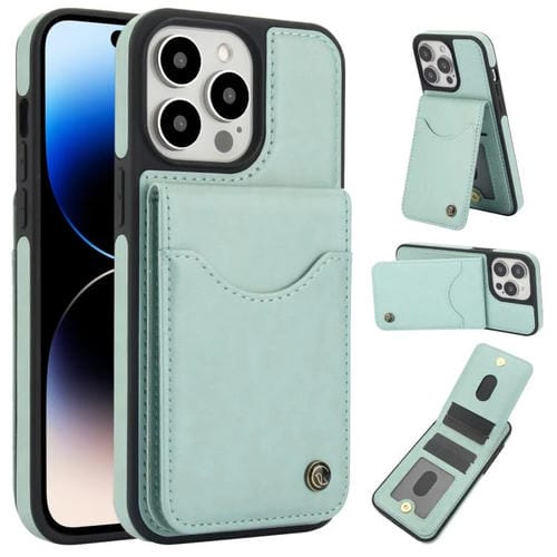 Funda para iPhone 14 Pro Awquer de Cuero con Tapa Vertical para Tarjetas y Soporte (Verde)