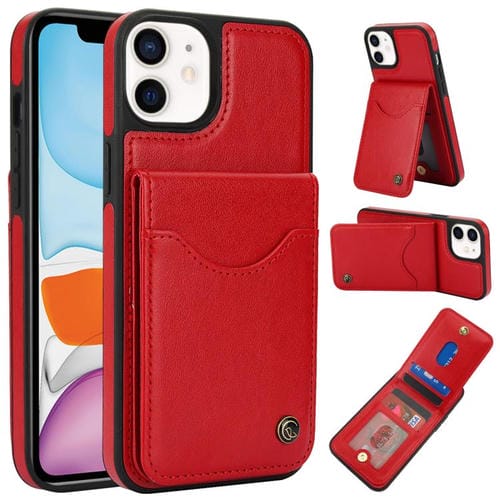 Funda de Cuero con Tapa Vertical Awquer para iPhone 11 con Tarjetero (Rojo)