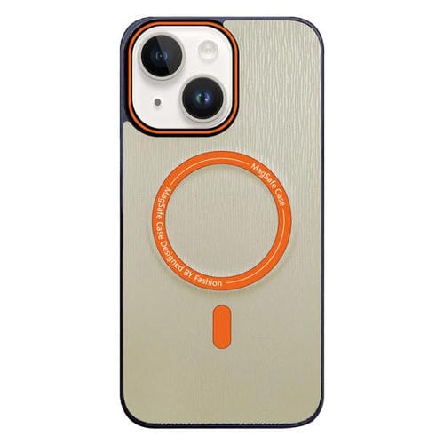 Funda para Teléfono iPhone 13 Textura de Madera Imitación Color en Contraste (Caqui)