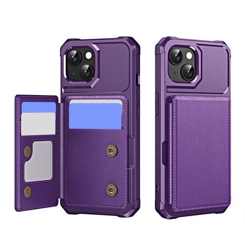 Funda para Teléfono de Cuero con Tapa Horizontal iPhone 14 Plus Tarjetero (Morado)