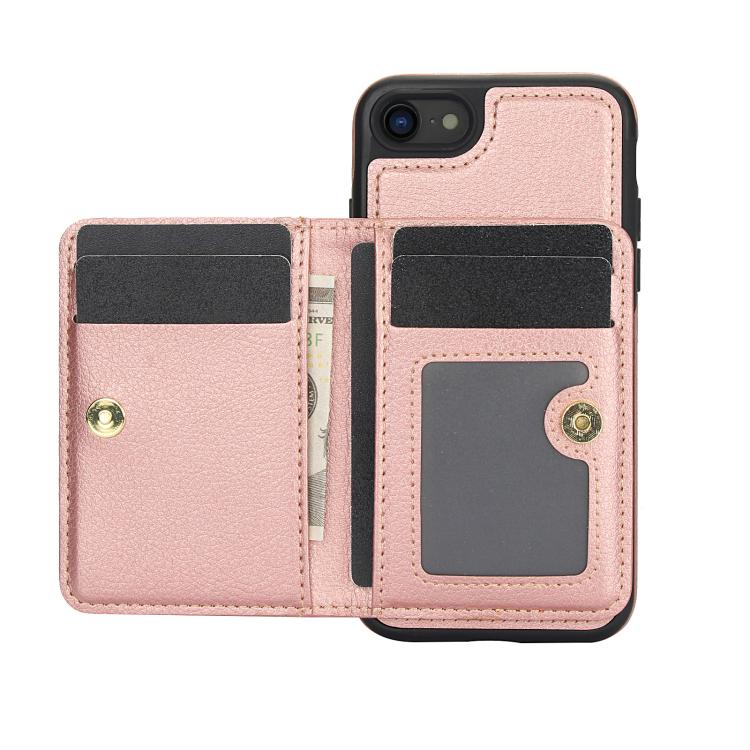 Funda para iPhone 7 Plus/8 Plus Awquer Cuero con Tapa Horizontal Tarjetas Soporte (Oro Rosa)