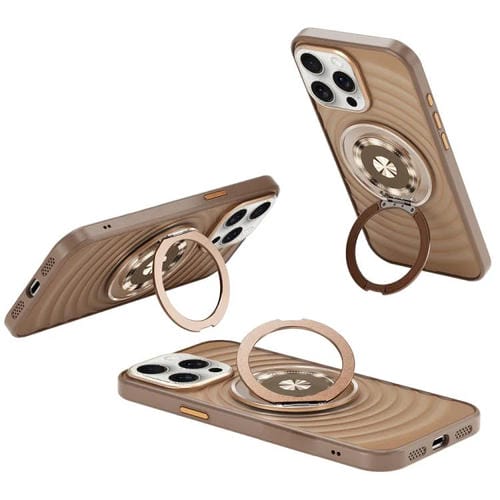 Funda para Teléfono iPhone 15 Pro Max Soporte Magsafe Diseño de Ondas (Dorado del Desierto)