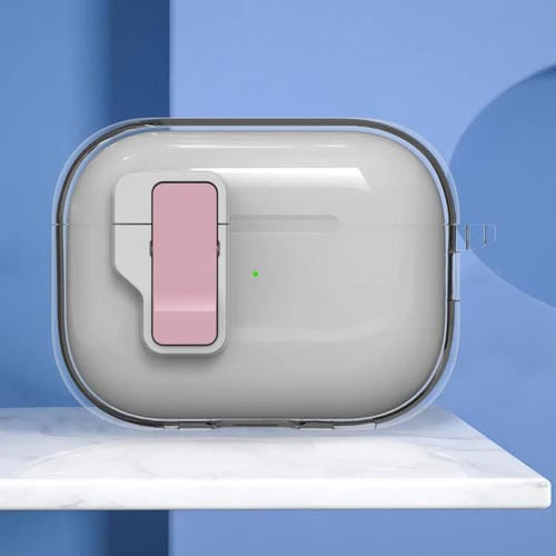 Estuche Para Auriculares Inalámbricos AirPods Pro 2 Ice Crystals Con Interruptor Magnético (Rosa Transparente)