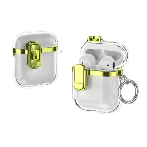 Estuche Transparente Galvanizado Para Auriculares Inalámbricos Airpods 1/2 Con Cierre De Seguridad (Verde Claro)