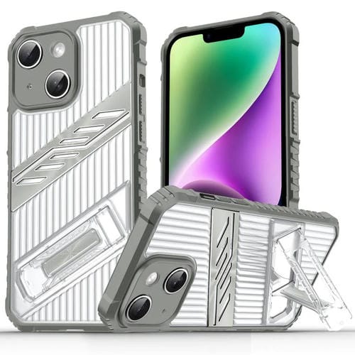 Funda híbrida TPU para iPhone 14 con soporte para PC (Gris Espacial)