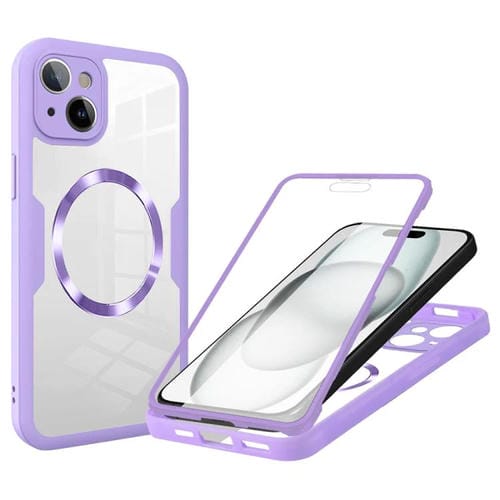 Funda para Teléfono Magsafe iPhone 15 Plus Textura Cd (Morado)