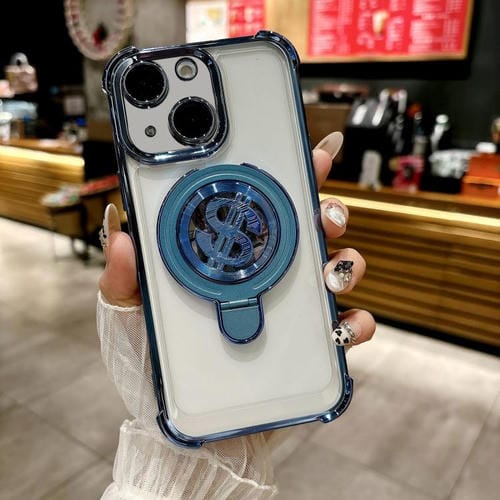 Funda para teléfono con soporte Magsafe para iPhone 14 Plus con Película para Lente (Azul)
