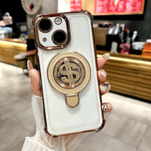 Estuche para Teléfono con Soporte Magsafe para iPhone 15 Space con Película para Lente (Dorado del Desierto)