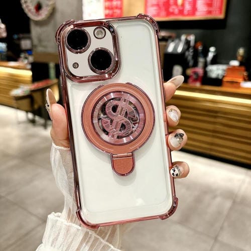 Funda para iPhone 15 Plus con Soporte Magsafe y Película para Lente (Rosa)