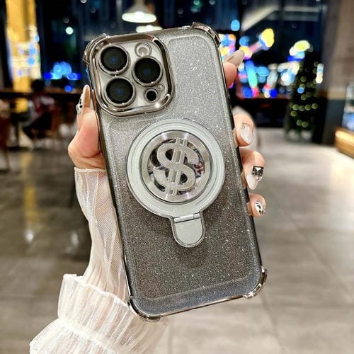 Estuche para Teléfono con Soporte Magsafe y Película para Lente iPhone 15 Pro Max (Gris Titanio)