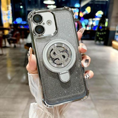 Estuche para Teléfono con Soporte Magsafe y Película para Lente iPhone 16 (Plateado)