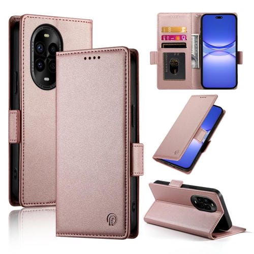 Funda de Cuero Esmerilado con Hebilla Lateral Magnética para Huawei Nova 13 Pro (Oro Rosa)