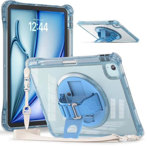 Funda híbrida TPU para iPad Air 11 (2025/2024) y Pro 11 (2022) con soporte giratorio (Azul Claro)