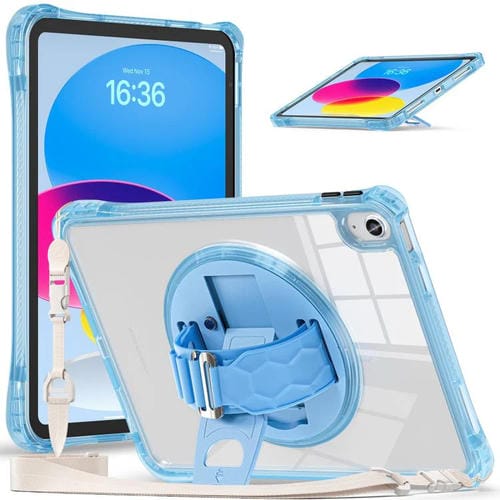 Funda Híbrida TPU para Tableta iPad 10.ª Generación 10.9 con Soporte Giratorio (Azul Claro)
