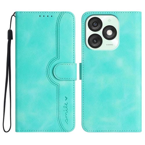 Funda Piel Sintética Itel A50 Diseño Corazón (Azul Claro)