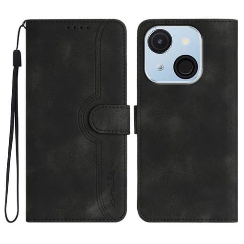 Funda Piel Sintética Itel A50C Diseño Corazón Protección (Negra)